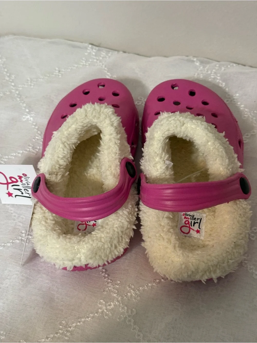 Kids Plush-Lined Slip-On Clogs in Hot Pink